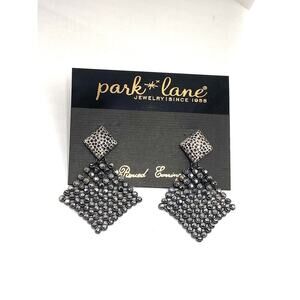 PARK LANE MESH Earrings Dangles Gun Metal Silver Tone New Old Stock Vintage